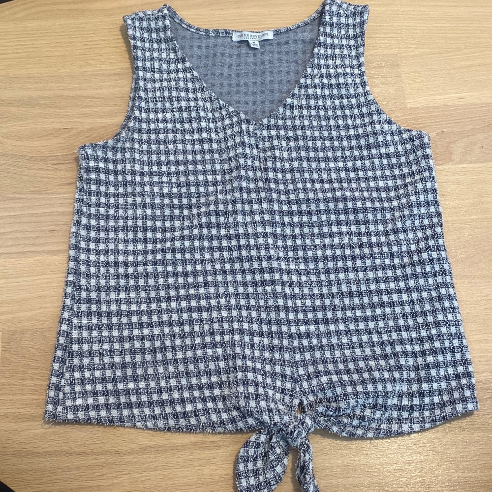 Back and White Checkered Cottage core Granny core Top